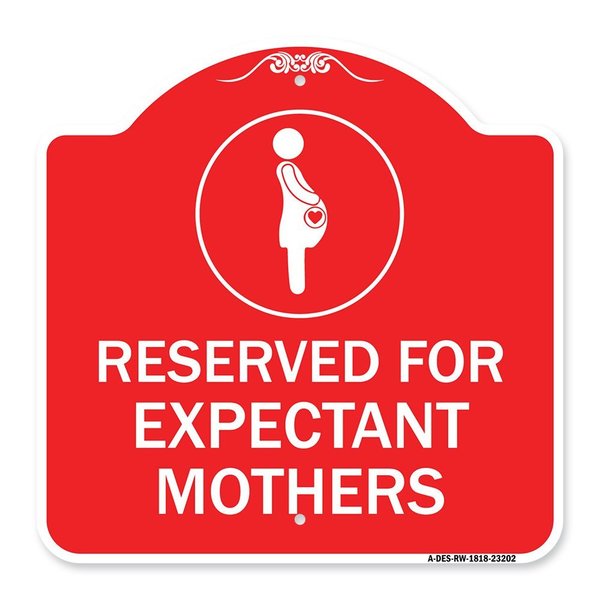 Signmission Reserved for Expectant Mothers W/ Graphic, Red & White Aluminum Sign, 18" L, 18" H, RW-1818-23202 A-DES-RW-1818-23202